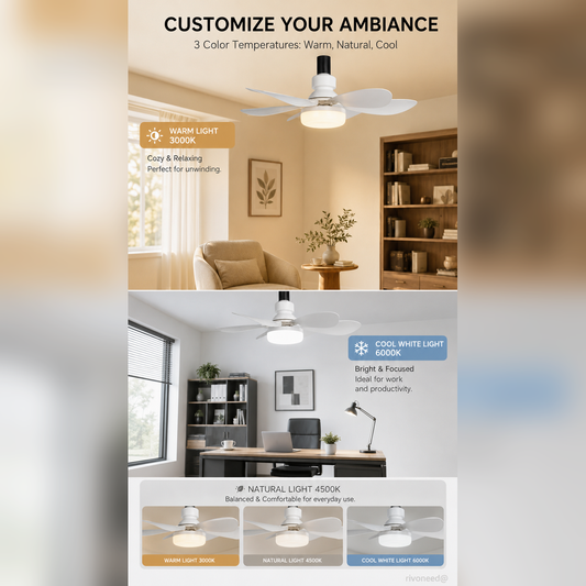 🏆LAST DAY SALE 49% OFF🔥SmartBreez™ 40W LED Ceiling Fan Light – 20.5” Ultra-Quiet with Remote 🎯 | E27 + FREE B22 Adapter 🔌 | For Bedroom 😴, Kitchen 👩‍🍳 & Garage 🛠️ – UK Ready! 🇬🇧