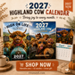 2027 Highland Cow Wall Calendar