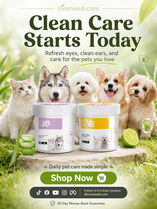 Natural Plant-Based Cleaning Wipes for Pet Eyes and Ears