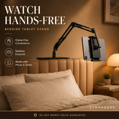 Magnetic Bedside Tablet Stand with Hidden Mattress Base