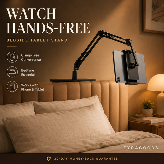 Magnetic Bedside Tablet Stand with Hidden Mattress Base