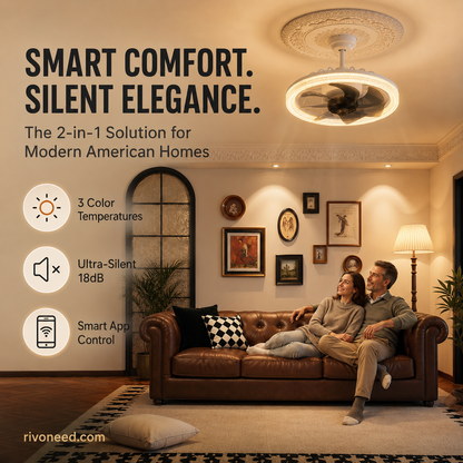 2-in-1 Mute Adjustable Fan Light with Remote Control for Bedroom