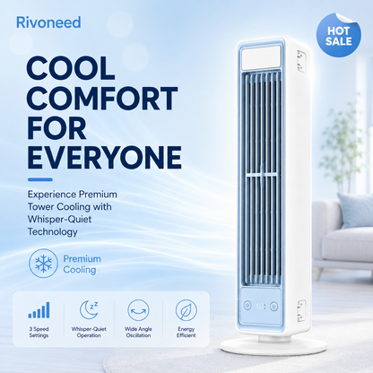 ❄️Portable USB Tower Fan (5 speeds) – compact, powerful, and versatile – perfect for the office, bedroom, and on the g