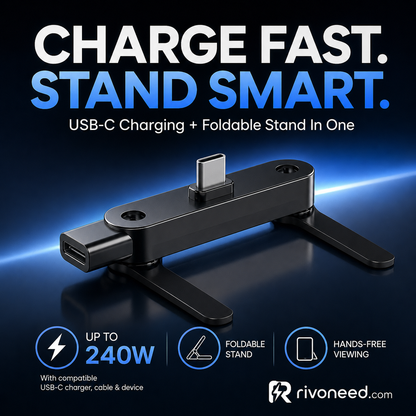 Fast Charging Adapter with 360° Foldable Phone Stand
