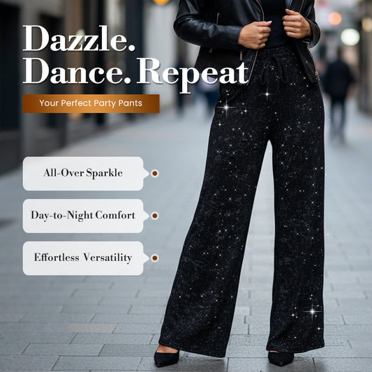Limited-time 50% off⏰Women's Sequin Sparkle Wide Leg Pants with Elastic Waistband👖✨