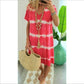 👗 TIE-DYE STRIPED SHORT SLEEVE T-SHIRT DRESS