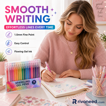 💥Last Day! only＄14.99– Sparkle Glitter Gel Pen Set (8/12/18pcs), Smooth & Smudge-Resistant, Eco Glitter, Ideal for All Ages – Grab Now!