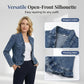 🧥40% OFF NOW!! 🌸 Women's Denim Jacket with Ruffles & Open Front – Lightweight & Feminine – Versatile & Chic 👗