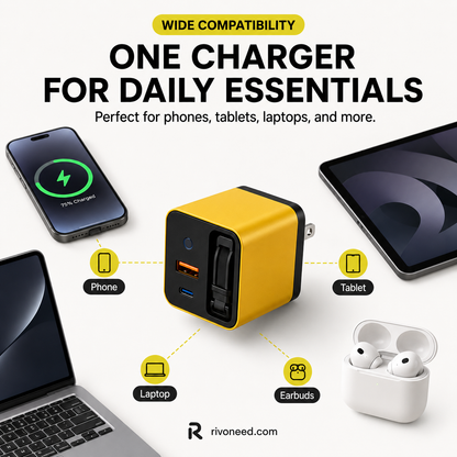 80W Fast Charging Phone Charger Block with Retractable 80cm Type-C Cable