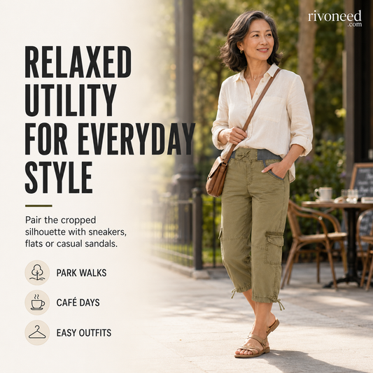 Women's High-Waist Cargo Capri Pants