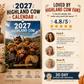 2027 Highland Cow Wall Calendar