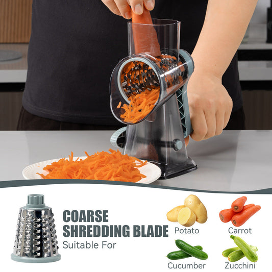 🔥 BIG DISCOUNT 3-in-1 Rotary Cheese Grater | Safe Vegetable Slicer Kitchen Tool