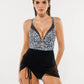 Popilush® White Leopard / XS Sculpting Curve Mesh Skirt One-Piece Swimsuit