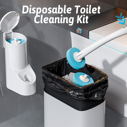 Disposable Toilet Brush with Refillable Cleaning Head Holder Set
