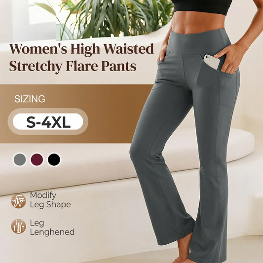 High Waisted Scrunch Butt Lifting Tummy Control Pocket Shaping Yoga Bootcut Leggings