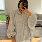 Women's Solid Color Button Cable Knit Cardigan, Casual Long Sleeve Open Front Outerwear for Fall & Winter, Women's Knit Clothing for Daily Wear