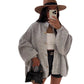 Women's Solid Color Button Cable Knit Cardigan, Casual Long Sleeve Open Front Outerwear for Fall & Winter, Women's Knit Clothing for Daily Wear