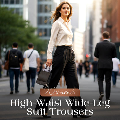 Women's High-Waist Wide-Leg Suit Trousers
