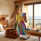 Women's V Neck Patchwork Print Dress