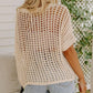 Casual 3/4 Sleeve Mesh Knit Top