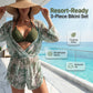3-Piece Bikini Set with Sheer Romper Cover-Up