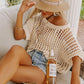 Casual 3/4 Sleeve Mesh Knit Top