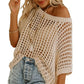 Casual 3/4 Sleeve Mesh Knit Top