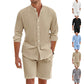 Men's Casual Linen Top & Shorts Two-Piece Set