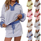 Women's Striped Two-Piece Mini Skirt Set