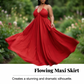Women's Sleeveless Halter Neck Flowy Maxi Dress
