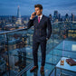 Men's Double-Breasted Pinstripe Suit Set