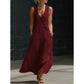 Women's Sleeveless V-Neck Maxi Dress with Pockets