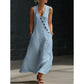 Women's Sleeveless V-Neck Maxi Dress with Pockets