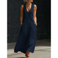 Women's Sleeveless V-Neck Maxi Dress with Pockets