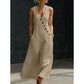 Women's Sleeveless V-Neck Maxi Dress with Pockets