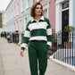 Women's Striped Half-Zip Sweatshirt & Pants Set