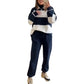 Women's Striped Half-Zip Sweatshirt & Pants Set