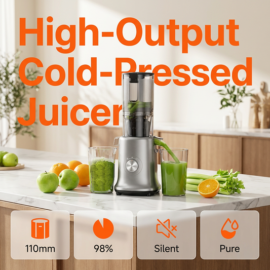 110mm Wide Chute Slow Juicer | High-Yield Cold Press, Less Prep! 🍎🍊✨