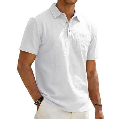 Men's Cotton Linen Short Sleeve Collared Shirt | Breathable, Casual Chic, Summer Essential! 👕☀️