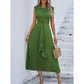 Women's Elegant Solid Crew Neck Dress | Sleeveless, Self-Tie Waist, Versatile Chic! 👗✨