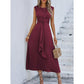 Women's Elegant Solid Crew Neck Dress | Sleeveless, Self-Tie Waist, Versatile Chic! 👗✨