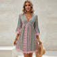 Women's Bohemian Print V-Neck Mini Dress