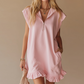 Women's Sleeveless Half-Zip Ruffle Hem Dress with Pockets - Versatile & Comfy