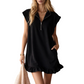 Women's Sleeveless Half-Zip Ruffle Hem Dress with Pockets - Versatile & Comfy