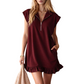 Women's Sleeveless Half-Zip Ruffle Hem Dress with Pockets - Versatile & Comfy
