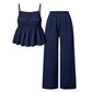 💖 NEW! Women's Smocked Peplum Top & Wide-Leg Pants Set