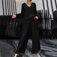 ✨ NEW! Women's V-Neck Lounge Set with Wide-Leg Pants