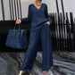 ✨ NEW! Women's V-Neck Lounge Set with Wide-Leg Pants