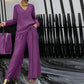 ✨ NEW! Women's V-Neck Lounge Set with Wide-Leg Pants