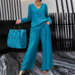✨ NEW! Women's V-Neck Lounge Set with Wide-Leg Pants